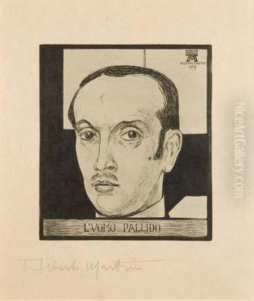 Autoritratto - L'uomo Pallido Oil Painting by Alberto Martini