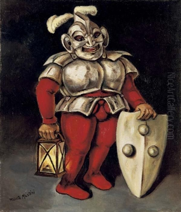 Nano In Corazza - 1942 Oil Painting by Alberto Martini