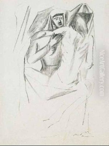 L'abbraccio Oil Painting by Arturo Martini