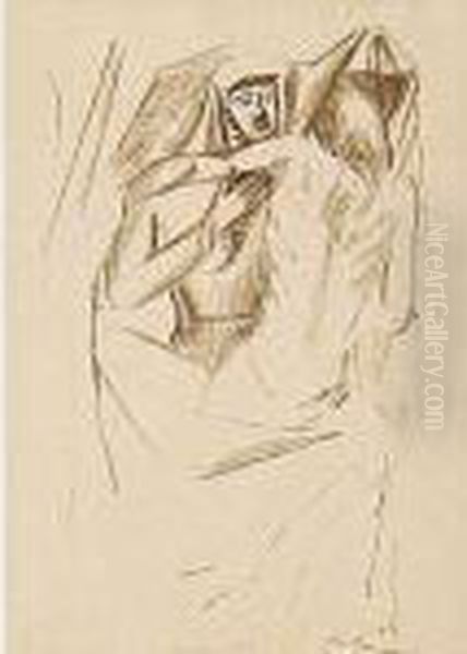 Abbracciati Oil Painting by Arturo Martini