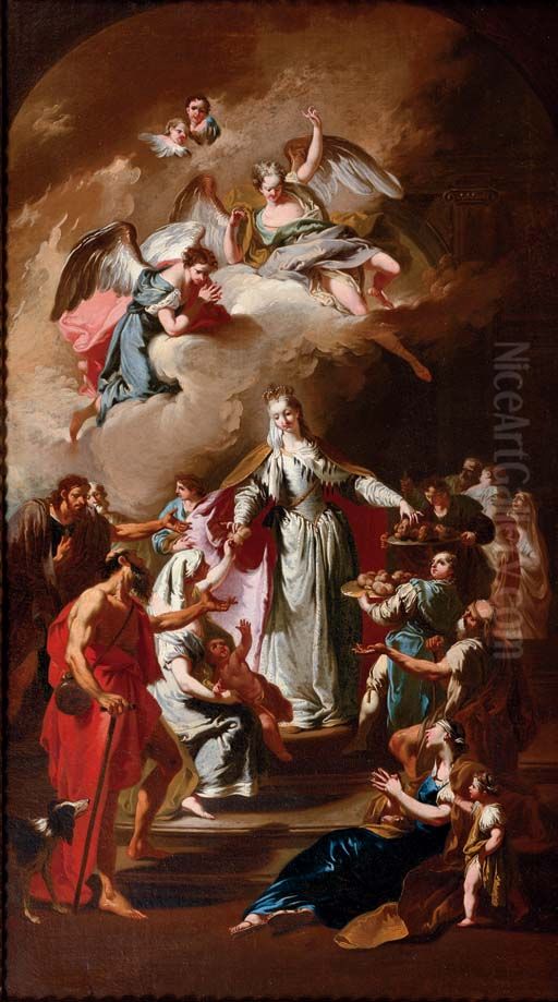 Saint Elizabeth of Thuringia distributing alms Oil Painting by Giambattista Pittoni
