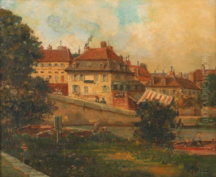 Paris, Bords De Seine Oil Painting by Gustave Mascart