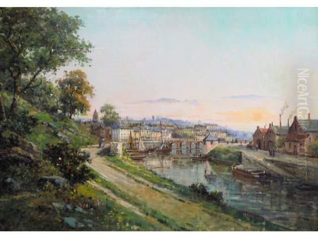 St Goustan Le Port D'auraz Oil Painting by Gustave Mascart