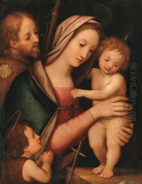 The Madonna and Child with the Infant Saint John the Baptist and Saint James the Great Oil Painting by Rafaello Piccinelli