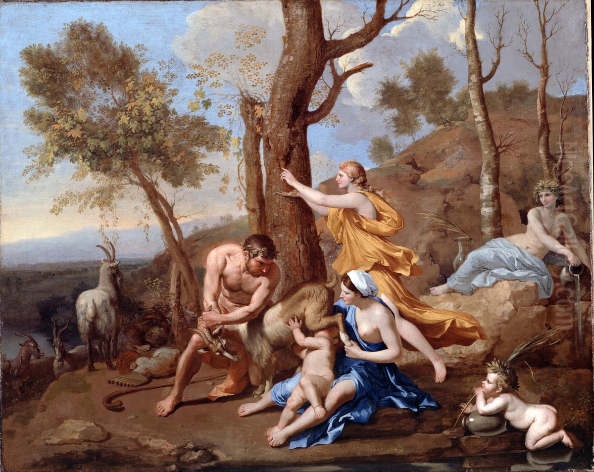 The Nurture of Jupiter Oil Painting by Nicolas Poussin
