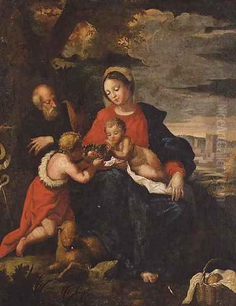 The Holy Family with the Infant Saint John the Baptist Oil Painting by Giulio Cesare Procaccini