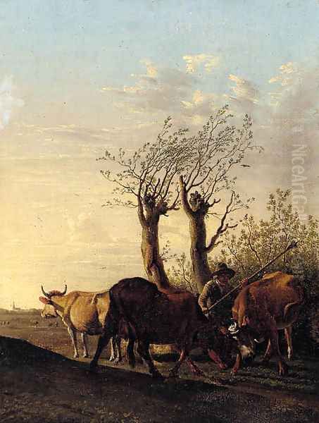 A cowherd in a landscape Oil Painting by Paulus Potter