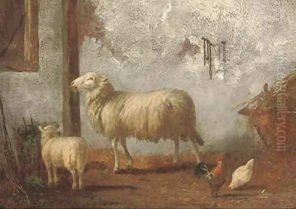 Sheep in the stable Oil Painting by Pieter Plas