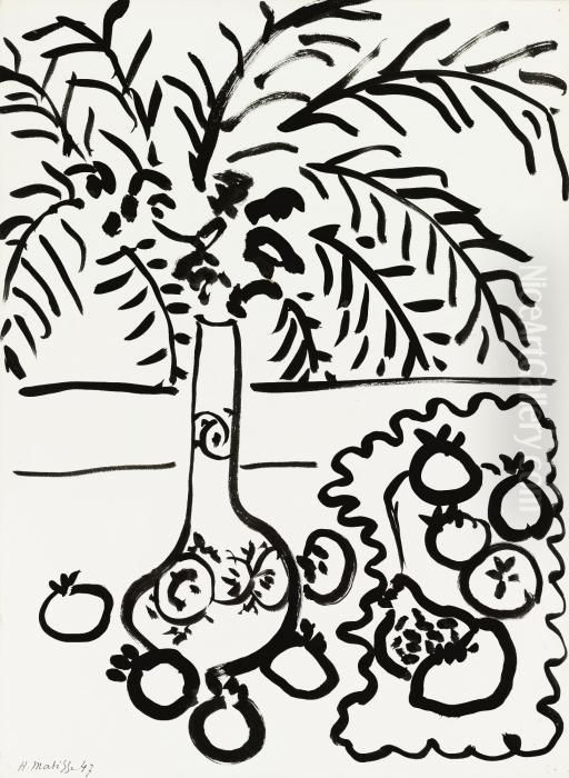 Nature Morte, Fougeres Et Grenades Oil Painting by Henri Matisse