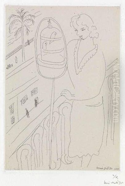 Jeune Femme Au Balcon, Observant Des Perruches Oil Painting by Henri Matisse