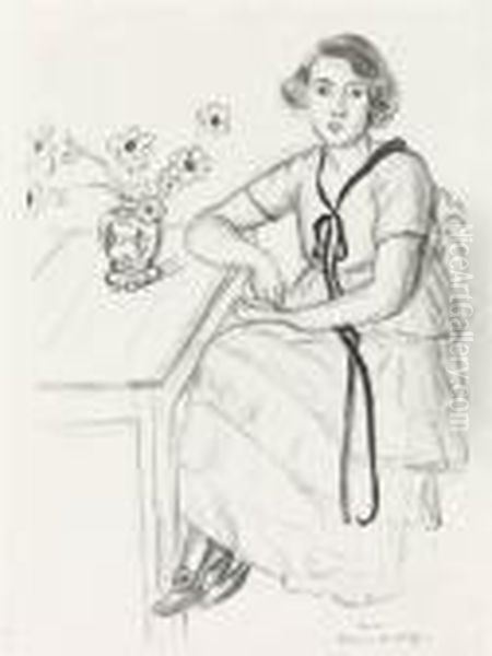 La Robe Jaune Au Ruban Noir Oil Painting by Henri Matisse