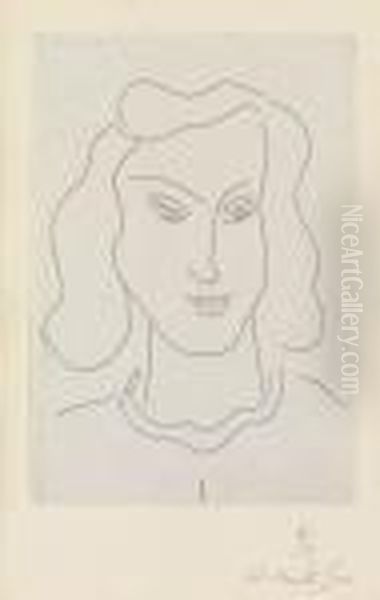 Visage Aux Yeux Fixes Vers Le Sol Oil Painting by Henri Matisse