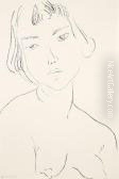 Visage Legerement Penche Vers La Gauche Oil Painting by Henri Matisse