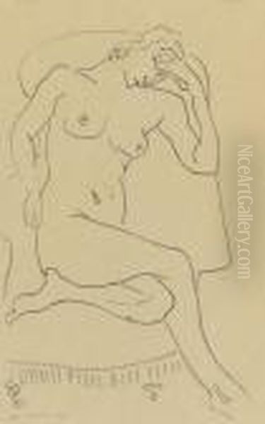 Nu Assis Dans Un Fauteuil, Une Jambe Repliee Oil Painting by Henri Matisse
