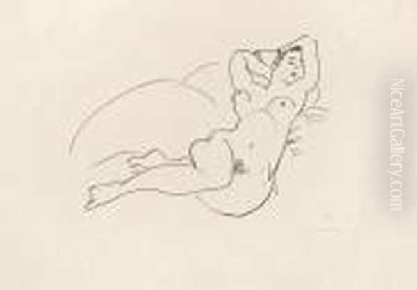 Nu Couche, Les Bras Leves Oil Painting by Henri Matisse