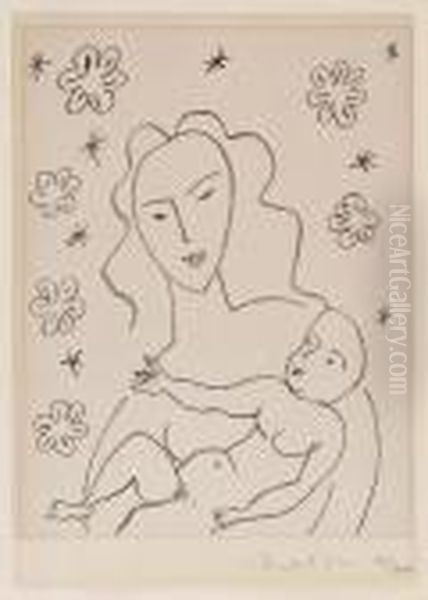 Vierge Et Enfant Sur Fond De Fleurs Et D'etoiles Oil Painting by Henri Matisse