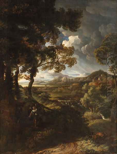 A wooded landscape with Elijah and the Angel Oil Painting by Gaspard Dughet