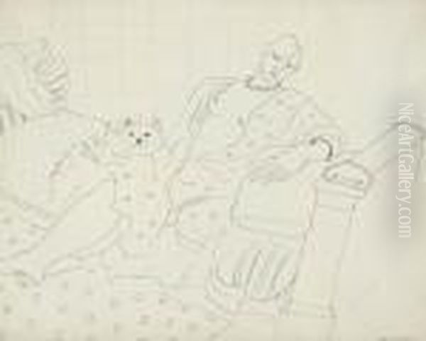 Femme Au Chien Sur Le Petit Lit Vert Oil Painting by Henri Matisse