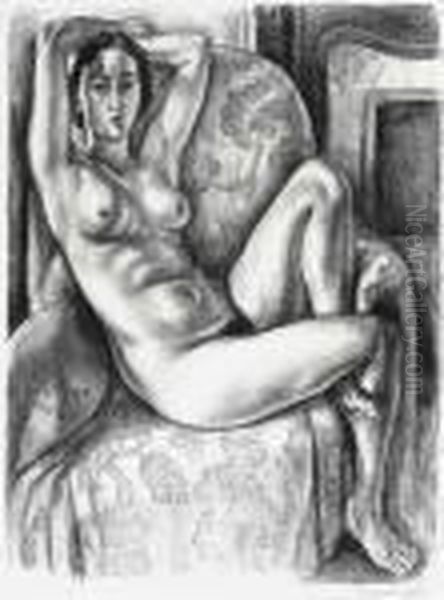 Nu Au Coussin Bleu A Cae D'une Cheminee Oil Painting by Henri Matisse