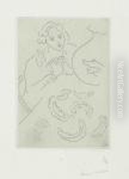 Figure Mains Jointes Et Nappe A Decor Persan Oil Painting by Henri Matisse