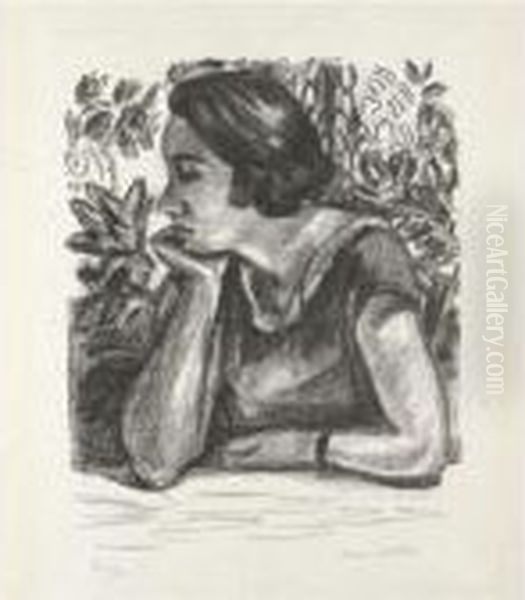 Visage De Profil Reposant Sur Un Bras, Paravant Louis Xiv Oil Painting by Henri Matisse