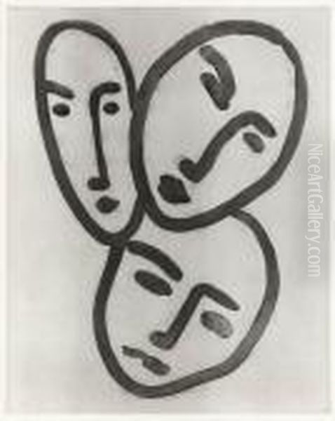Trois Tetes, 
A L'amitie Oil Painting by Henri Matisse