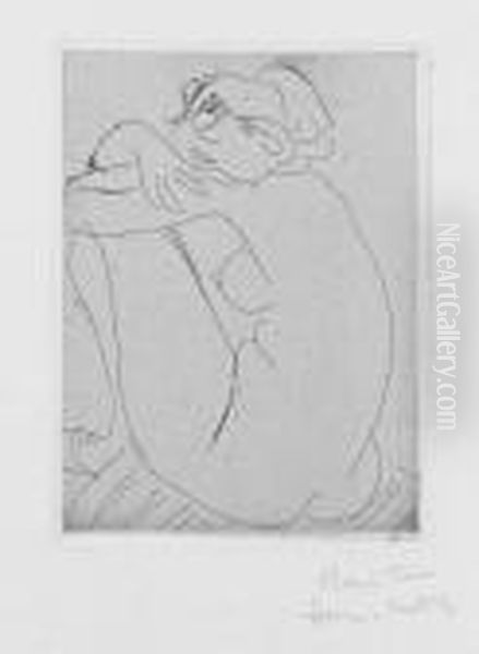 Nu Accroupi Sur Banquette Rayee Oil Painting by Henri Matisse