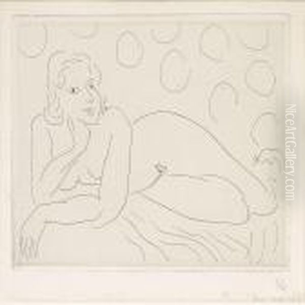 Nu Allonge Surfond A Motifs Circulaires Oil Painting by Henri Matisse