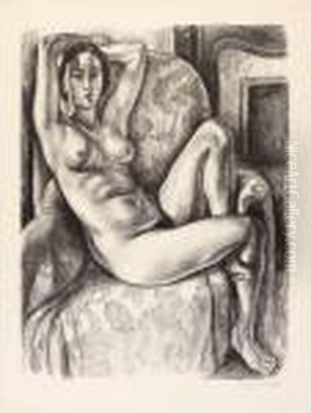 Nu Au Coussinbleu A Cote D'une Cheminee Oil Painting by Henri Matisse