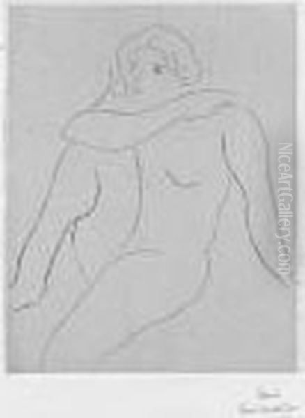 Nu Assis, Bras Droit Reposant Sur L'epaule Gauche. Oil Painting by Henri Matisse