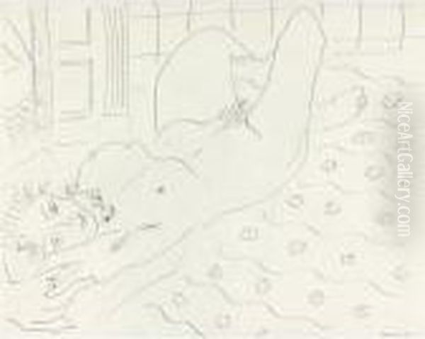 Nu Au Collier Couche Sur Un Duvet Fleuri Oil Painting by Henri Matisse