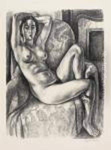 Nu Au Coussin Bleu A Cote D'une Cheminee Oil Painting by Henri Matisse