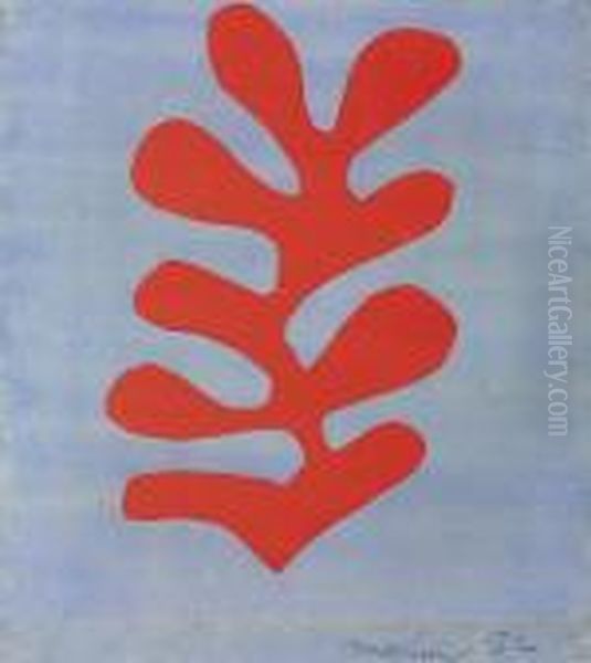 Algue Rouge Sur Fond Bleu Ciel Oil Painting by Henri Matisse