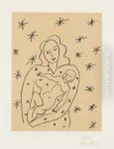 Vierge Et Enfant Sur Fond Etoile. Oil Painting by Henri Matisse