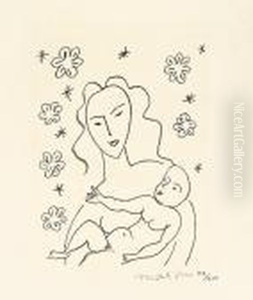 Vierge Et Enfant Sur Fond Etoile. Oil Painting by Henri Matisse