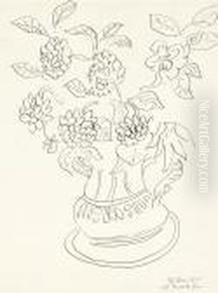 Vase De Fleurs Oil Painting by Henri Matisse