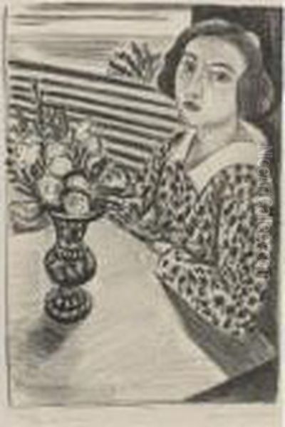 Jeune Fille Assise Au Bouquet De Fleurs Oil Painting by Henri Matisse