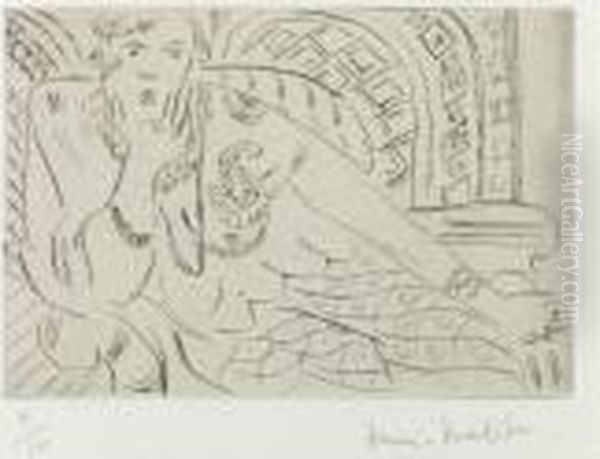 Jeune Femme Sur Fond Moucharabieh Oil Painting by Henri Matisse