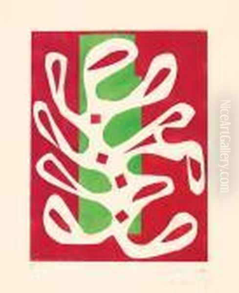 Algue Blanche Sur Un Fond Rouge Et Vert. Oil Painting by Henri Matisse