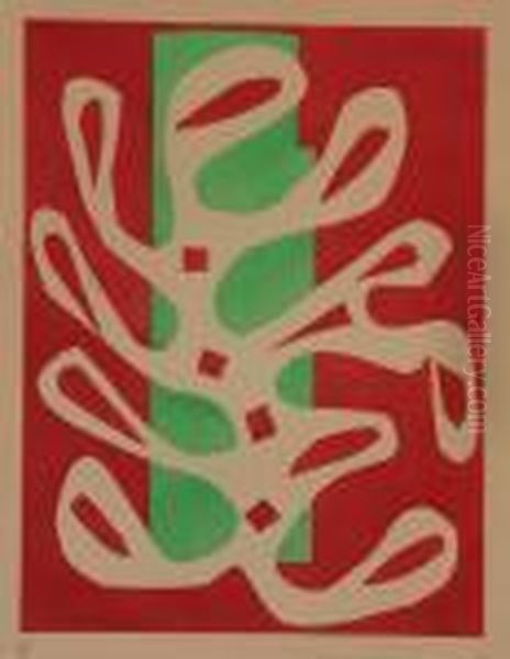 Algue Blanche Sur Un Fond Rouge Et Vert Oil Painting by Henri Matisse