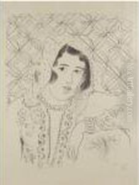 Figure Devant Tapa Africain Oil Painting by Henri Matisse