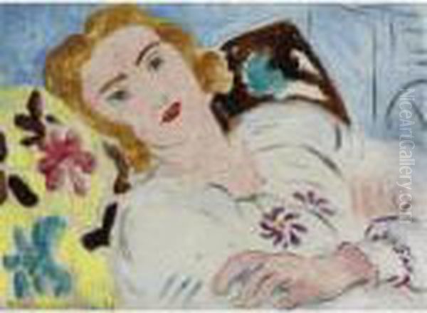 La Blouse Blanche Brodee Oil Painting by Henri Matisse