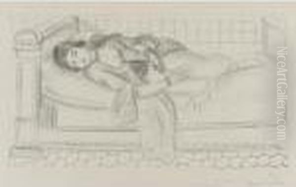 Orientale Sur Lit De Repos, Sol De Carreaux Rouges Oil Painting by Henri Matisse