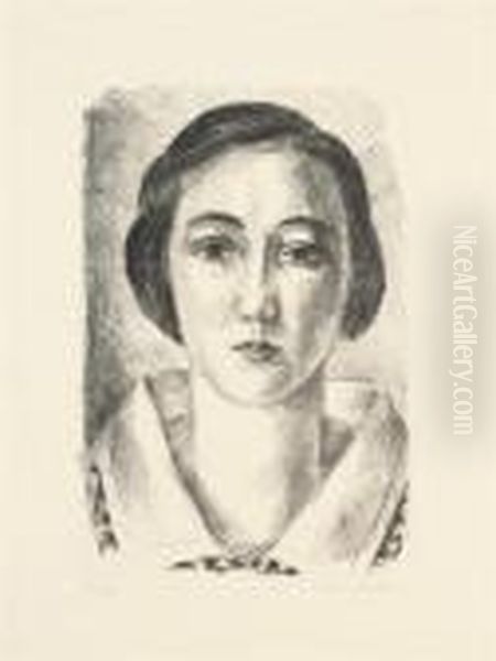 Jeune Fille En Robe Fleurie Au Col D'organdi (d.-m. 429) Oil Painting by Henri Matisse