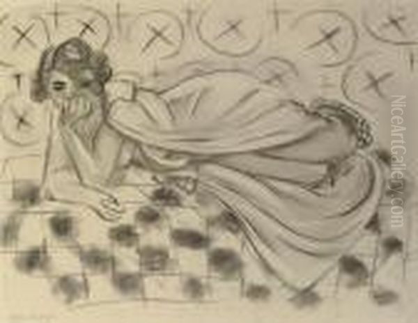 Figure Drapee Allongee Sur Un Sofa A Carreaux Noirs Oil Painting by Henri Matisse