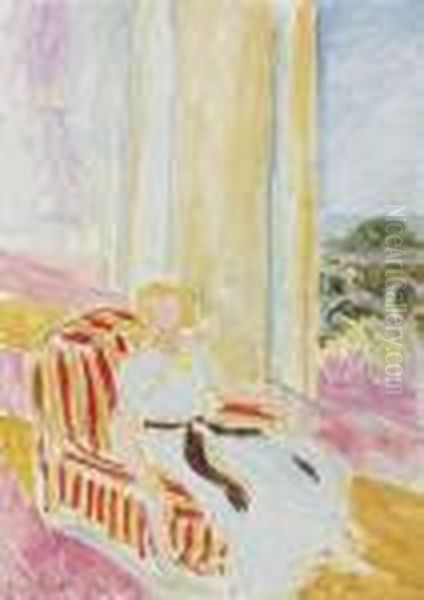 Jeune Fille En Robe Blanche, Assise Pres De La Fenetre Oil Painting by Henri Matisse