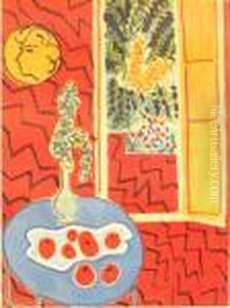 Interieur Rouge Avec Tablebleu Oil Painting by Henri Matisse