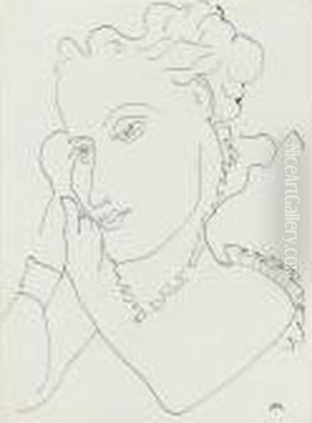 Tete De Femme, Les Mains Contre La Joue Oil Painting by Henri Matisse