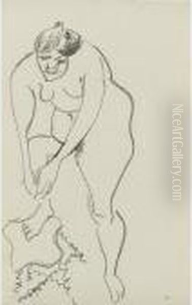 Nu Au Bain Oil Painting by Henri Matisse