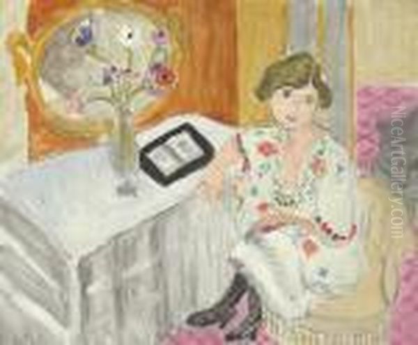 Femme Assise Au Livre Ouvert Oil Painting by Henri Matisse